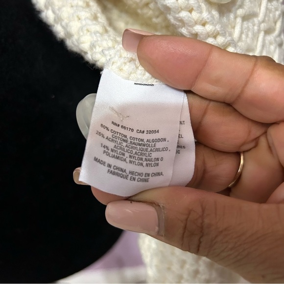 Anthropologie Maeve Cardigan Womans Size Large Cream Blue Cable Knit One Button - Picture 5 of 7